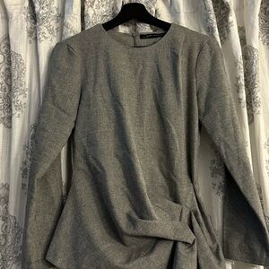 Zara Elegant Gray Long Sleeve Blouse